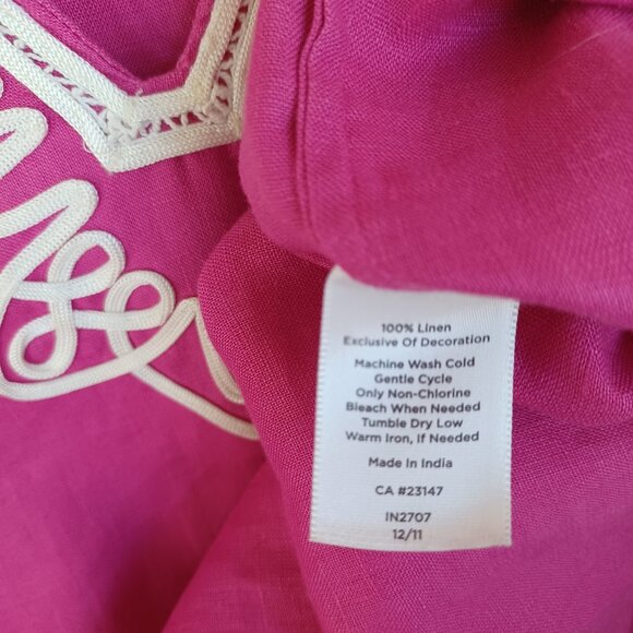 Talbots Tunic Embroidered Linen Fuchsia Pink Boho Top Womens Medium - Picture 8 of 8